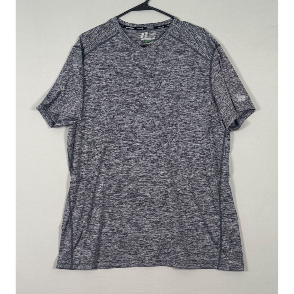Russell Training Fit T-Shirt Mens XL Gray White Pre-owned Dri-Power 360 V-Neck